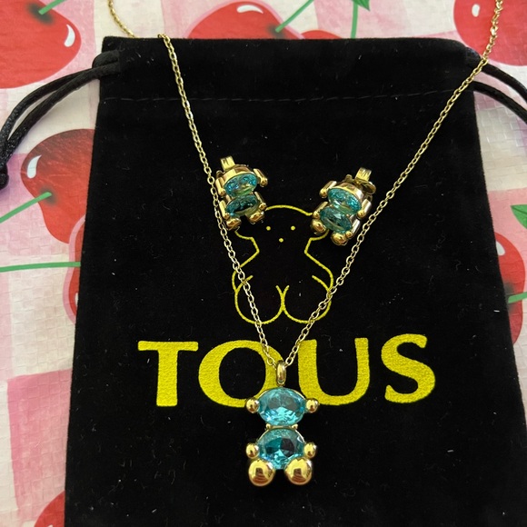 Tous Gold Necklace Set with Blue Accents - Picture 1 of 2